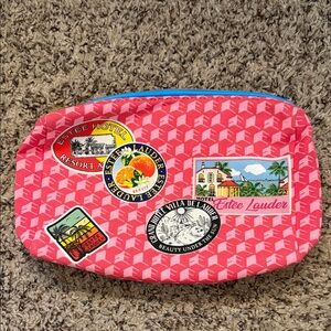 Estee Lauder Pink Travel Patch Cosmetic Pouch